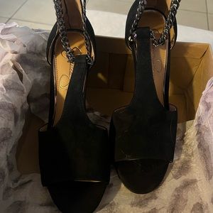 Jessica Simpson suede heel with chain ankle strap